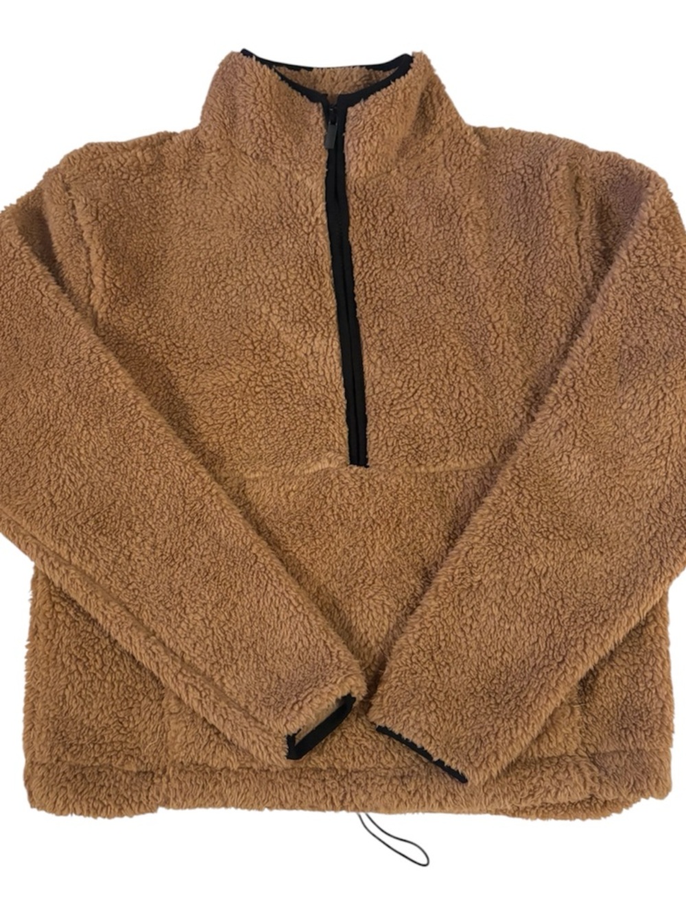 Cozy Teddy Fleece Pullover Camel in Color Size Medium